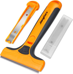 Wide Razor Blade Scraper Tool – 4 Scraper Tool with 15 Extra Replacement SK5 Blades.Glass Cleaner for Stove Tops. Windows. Paint Removal and Adhesive Residues