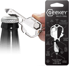 Geekey Keychain Multitool – EDC Tool with 16+ Functions | Small Bottle Opener keychain with Screwdriver. Wrench. and Box Cutter for Travel. Outdoor. and Everyday Use – TSA Safe