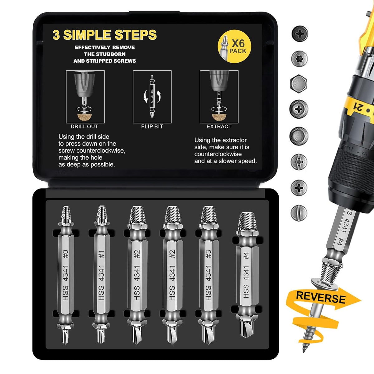 Screw Extractor Set - Stocking Stuffers for Men Adults Gifts for Dad - Tools Gadgets for Men Bolt Extractor Kit - Christmas Birthday Anniversary Valentines Day Gifts for Him Husband Boyfriend