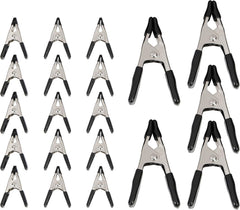 Amazon Basics 20-Piece Steel Spring Clamp Set. 15 Pack of 3/4-inch. 5 Pack of 1-inch. Black/Silver