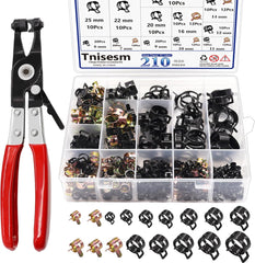Tnisesm 80Pcs Spring Band Hose Clamps Assortment kits Silicone Vacuum Hose Pipe Clamp 7mm 9mm 10mm 11mm 14mm 15mm 16mm 18mm Low Pressure Air Clip Clamp(Black)